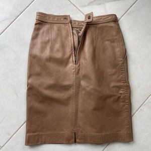 Brown Vintage Leather Pencil Skirt